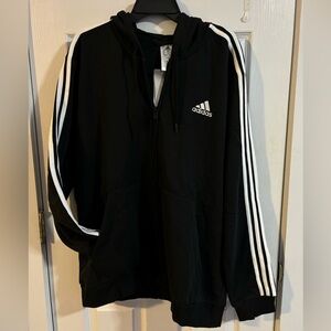Adidas men’s essentials fleece 3-stripes full zip hoodie new.